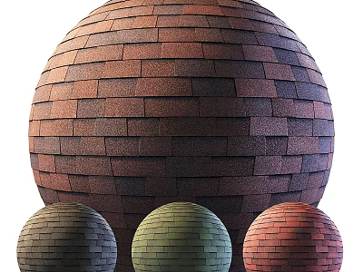 Spherical Shingle Roof Design with Different Color Shades Various Sizes in Architectural 3d model