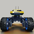 Yellow Explorer Utility Vehicle With Solar Panel Large Wheels And Blue Accents