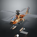 Military Helicopter Model with Tan Beige Paint Detailed Rotors Cockpit and Weapon Attachments