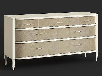Elegant Modern Beige Dresser With Multiple Drawers Metal Handles And Slim Legs 3d model