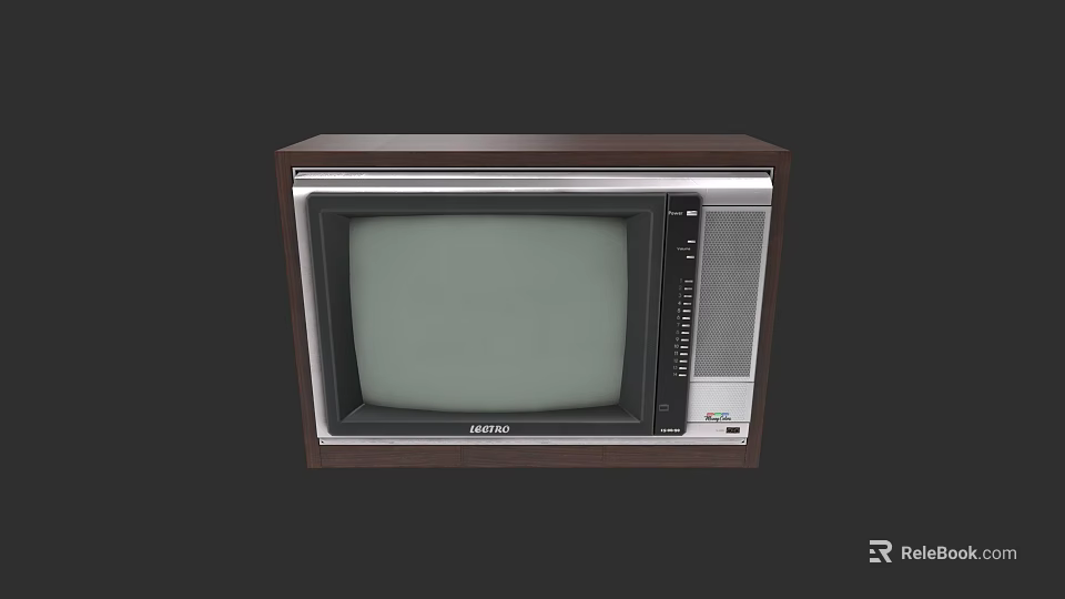 Classic Vintage Sharp TV With Brown Wooden Frame And CRT Screen 3d model 