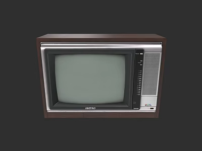 Classic Vintage Sharp TV With Brown Wooden Frame And CRT Screen 3d model