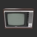 Classic Vintage Sharp TV With Brown Wooden Frame And CRT Screen