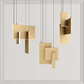Modern Brass Geometric Pendant Lights With Multiple Rectangular Hanging Panels 3d model