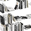 Books And Magazines Collection Stacked And Arranged In Various Styles And Sizes