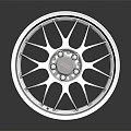 Shiny Alloy Car Wheel Rim With Silver Spokes And Black Center Cap