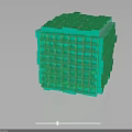Futuristic Green Transparent Cube With Holographic Grid Structure And Glowing Lines Sci Fi Scene