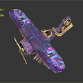 Space Themed Colorful Aircraft Model With Purple Blue Cosmic Patterns and Decorative Design