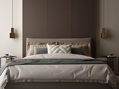 Modern background double bed combination 3d model