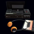 Victory Black Portable Tape Recorder with Cassette Tape and Orange Earmuff Headphones