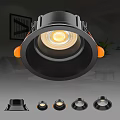 Modern Black and Orange Downlights Spotlights Ceiling Mounted LED Lighting Fixtures