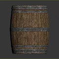 Classic Rustic Wooden Barrel With Metal Hoops And Natural Wood Texture