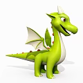 Cute Green Dragon Doll With White Wings Red Eyes And Cartoon Design