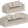 Light Colored Linen Sectional Sofa With Plush Cushions And Modern Design 3d model