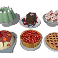 Assorted Desserts Display With Jelly Cake Chocolate Cake Strawberry Cupcakes Fruit Pie And Fresh Toppings