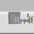 Modern Entrance Gate With Guard House Turnstiles And Wheelchair Accessible Passage