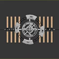 Advanced Space Station Equipment With Circular Module Solar Panels And Connecting Components 3d model