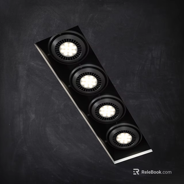 Four Modern Downlights And Spotlights With Sleek Black Frame And LED Lighting 3d model