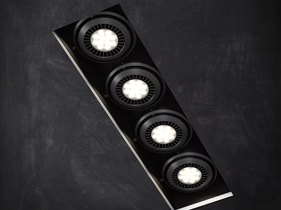 Four Modern Downlights And Spotlights With Sleek Black Frame And LED Lighting 3d model