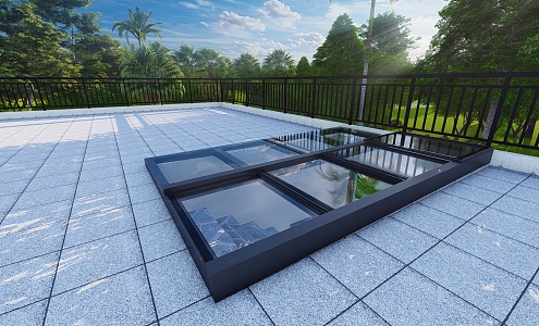 Staircase folding translation skylight 3d model