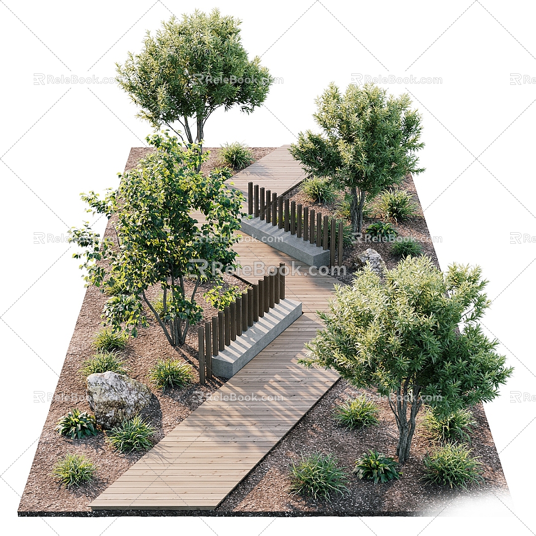 Modern Landscape Garden Courtyard Greening Trees 3d model