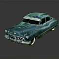 Teal Weathered Vintage Car With Retro Grille Headlights And Classic Body