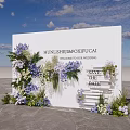 Wedding Floral Decoration With Purple White Flowers Green Foliage And Wooden Save The Date Board