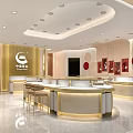 Elegant Jewelry Store Interior Design With Modern Display Cases And Lighting 3d model