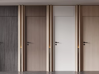Hinged Doors In Wooden White And Gray Finishes For Modern Home Design 3d model