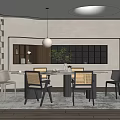 Qui Ji Restaurant Table and Chair Combination Ornaments Combination Chandelier 3d model