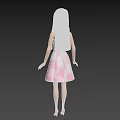 Fashion Doll with Long Blonde Hair Wearing Pink Plaid Dress White Belt and Pink Heels
