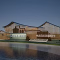 Scenic Wall Design of China Fujian Taiwan Museum with Traditional Roof and Glass Elements