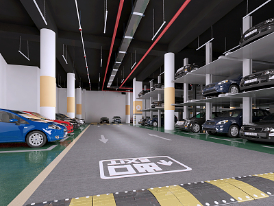 Modern parking garage 3d model