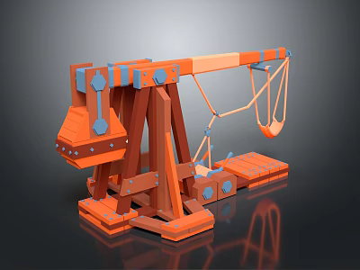 3D Rendered Orange Construction Crane With Mechanical Arm And Support Base 3d model