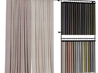 Wide Selection Of Curtain Fabrics In Various Colors For Home Interior Styling 3d model