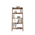 Wooden Bookshelf With Multi Tiered Shelves Filled With Books Decorative Vases And Photo Frame