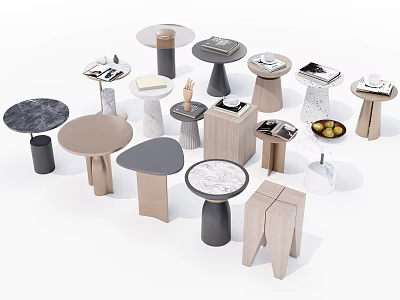Modern Side Table Simple Round Tea Table 3d model