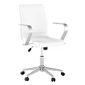 Modern Black Leather Office Chair with Silver Metal Armrests and Multiple Color Options