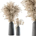Minimalist Gray Vases With Neutral Colored Dried Flowers And Pampas Grass