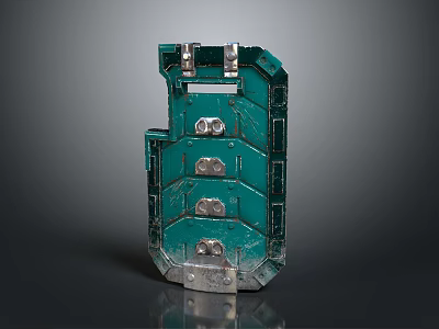 Green Metal Shield With Tactical Bolted Armor Plates And Military Design 3d model