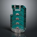 Green Metal Shield With Tactical Bolted Armor Plates And Military Design