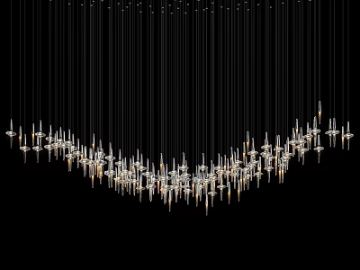 Modern Crystal Chandelier With Curved Design And Sparkling Linear Lighting 3d model
