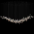 Modern Crystal Chandelier With Curved Design And Sparkling Linear Lighting