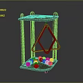 Brown Wooden Billiard Ball Display Rack With Colorful Balls And Geometric Frame