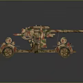 Detailed Military Tank Model Featuring Camouflage Paint And Cannon Wheels Structure