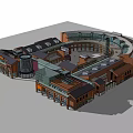 Modern Commercial Complex With Red Brick Facade And Glass Curtain Wall Tower