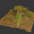 Decorative Wooden Stump Featuring Green Moss and Textured Stone Base