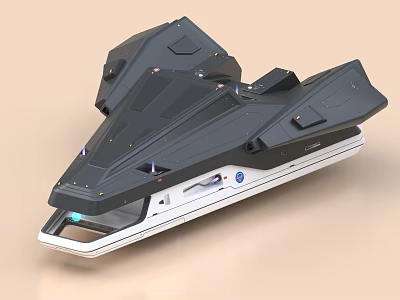 Futuristic Black And White Vehicle With Sleek Geometric Design And Illuminated Details 3d model