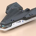 Futuristic Black And White Vehicle With Sleek Geometric Design And Illuminated Details