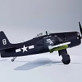 Dark Combat Fighter Jet Equipped With Propeller And Star Insignias